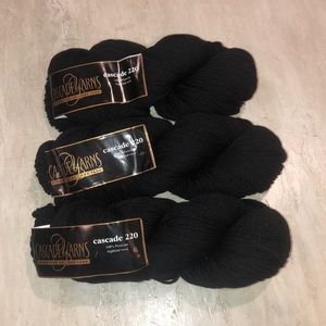 Bundle of 3 Black Cascade 220 Yarn